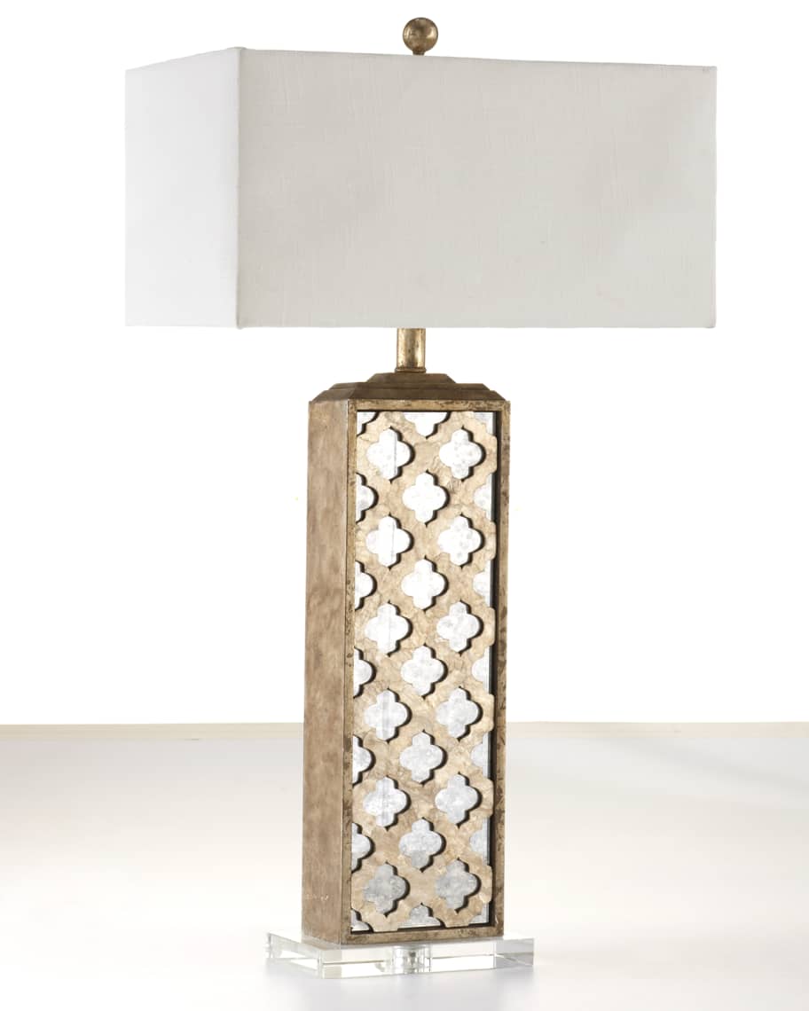 Image 2 of 2: Mirrored Capiz Lamp