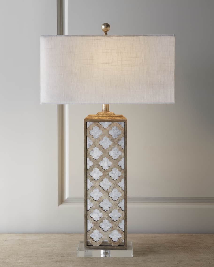Image 1 of 2: Mirrored Capiz Lamp