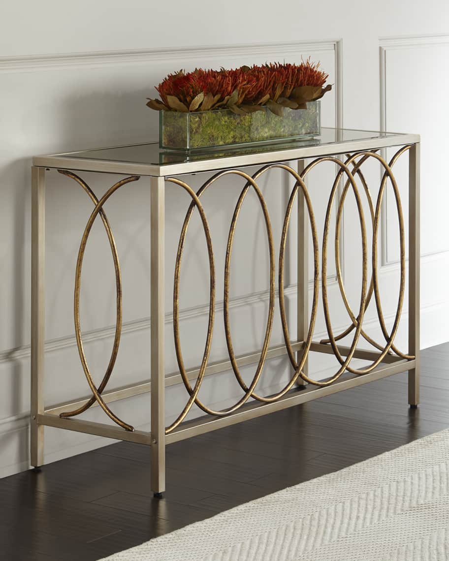 Image 2 of 2: Doss Mirror-Top Console Table