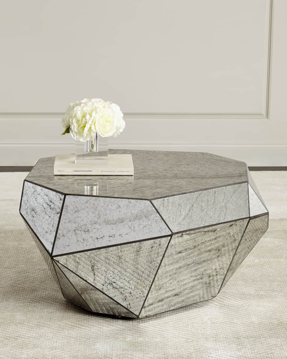 Image 1 of 5: Dimensional Antiqued-Mirror Coffee Table