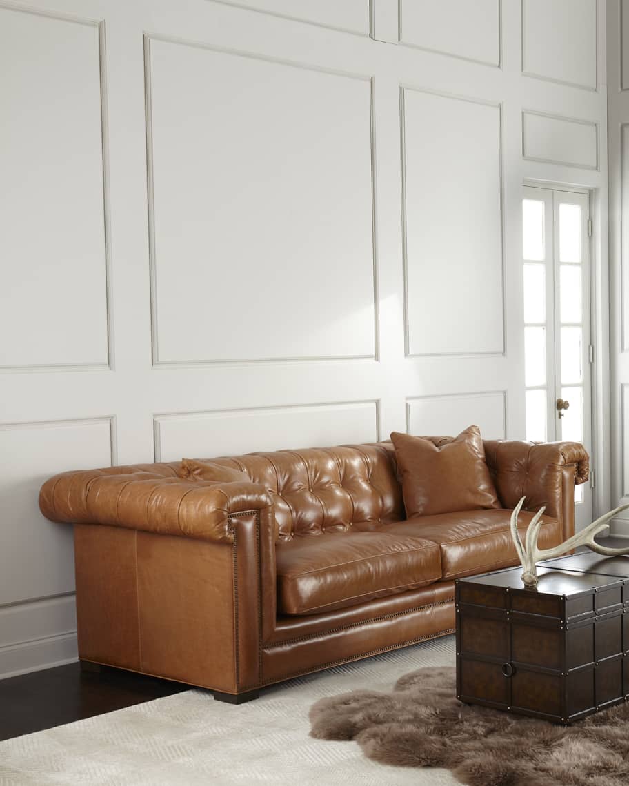 Image 1 of 3: Zayden Chesterfield Leather Sofa