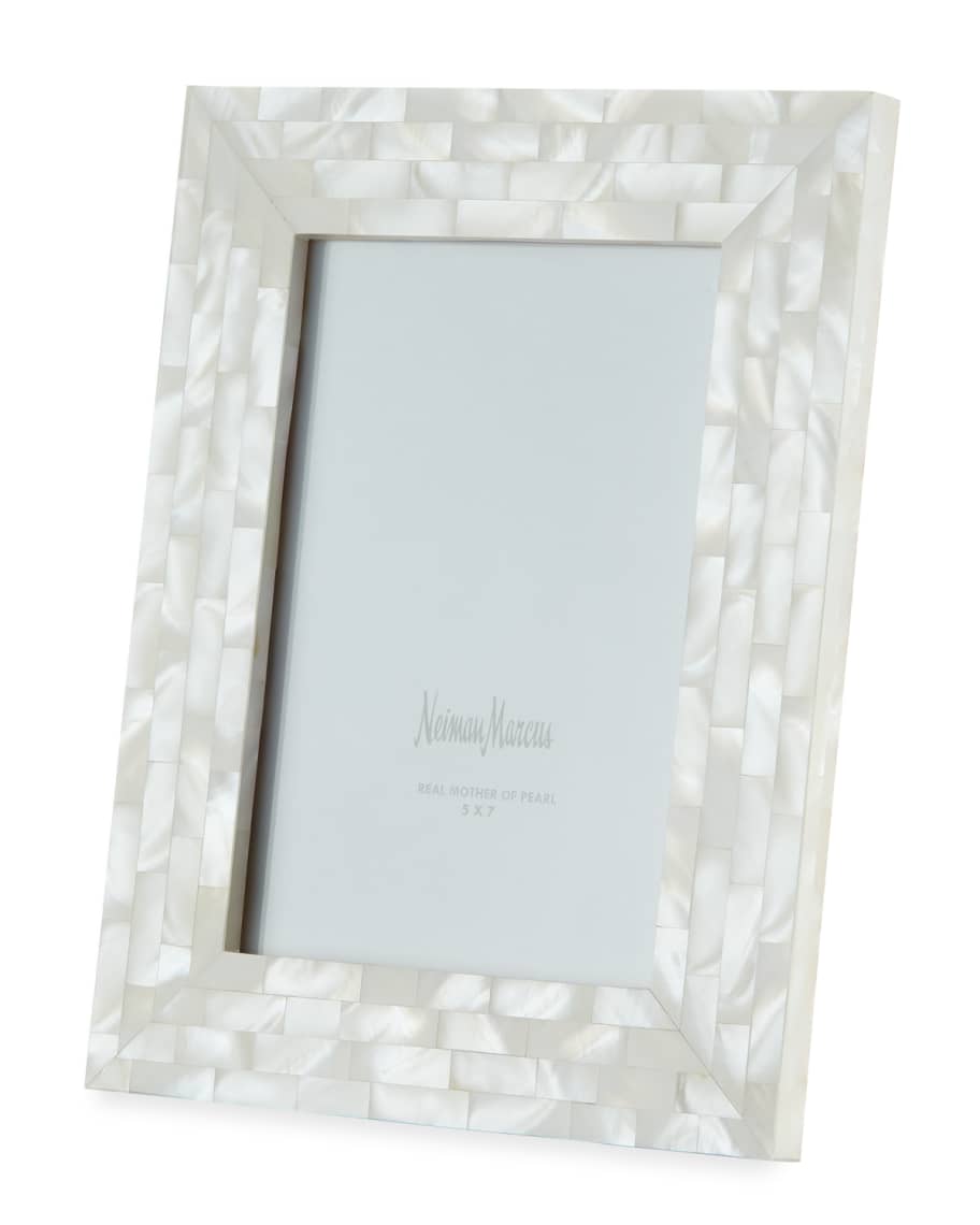 Image 1 of 1: Mother-of-Pearl Picture Frame, White, 5" x 7"