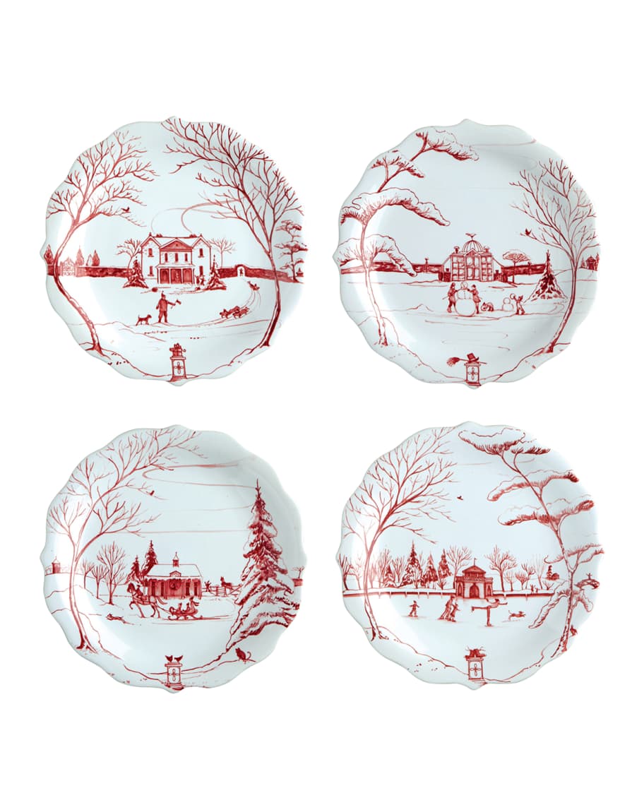 Image 1 of 2: Ruby Winter Frolic Party Plates, Set of 4