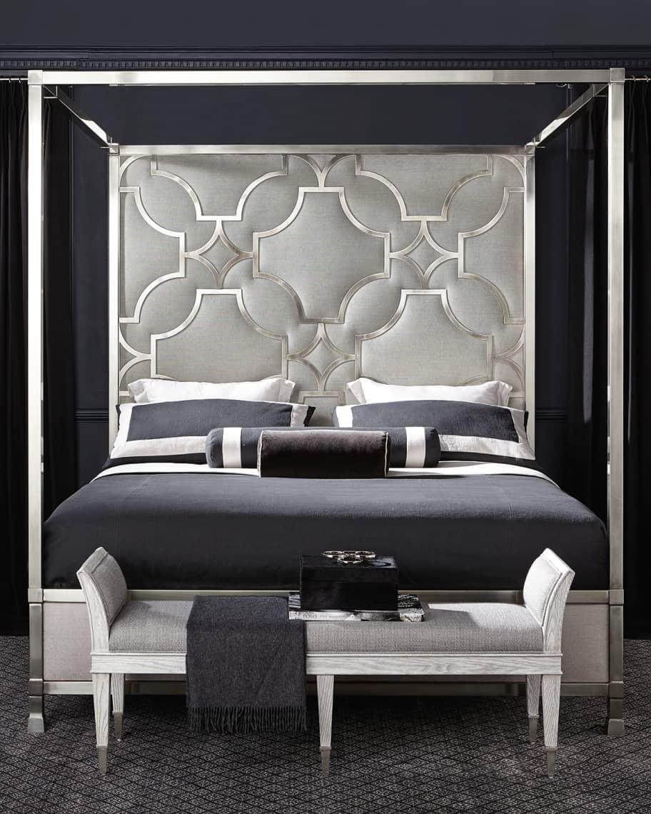 Image 1 of 4: Zoe Stainless King Canopy Bed