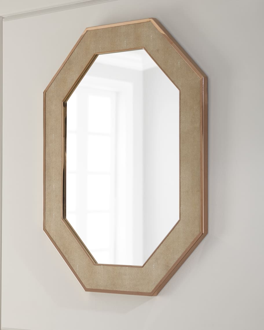 Image 2 of 2: Octagon Faux-Shagreen Mirror