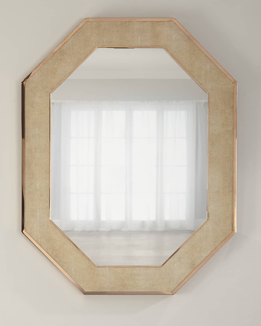 Image 1 of 2: Octagon Faux-Shagreen Mirror