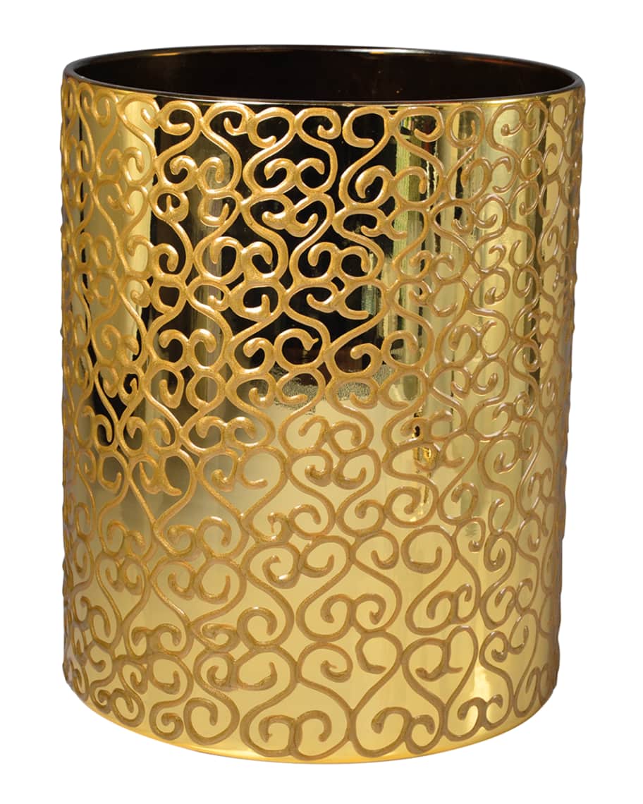 Image 1 of 1: Jamila Glass Wastebasket, Golden