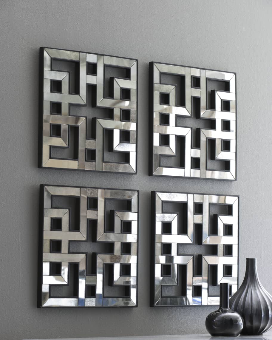 Image 1 of 1: Four Akari Mirrored Fretwork Panels