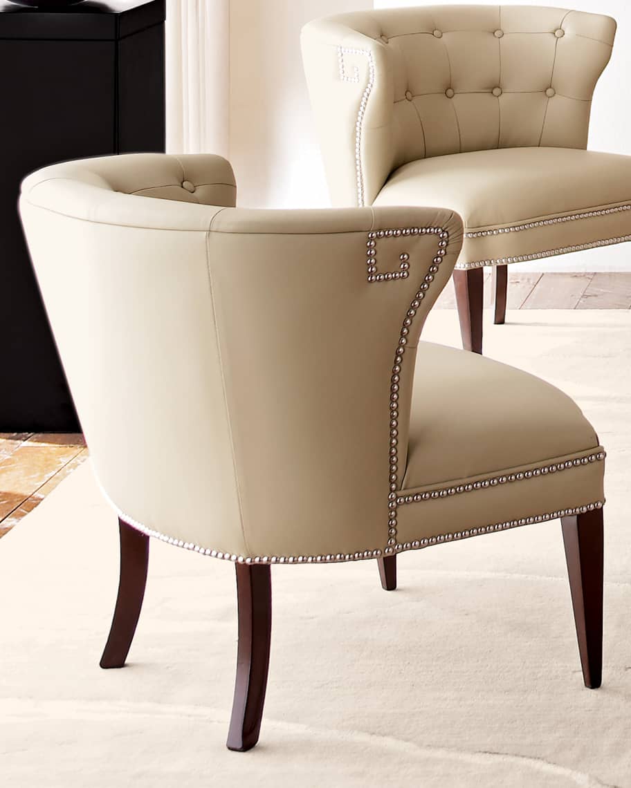 Image 1 of 3: Creamy Leather Scoop Chair