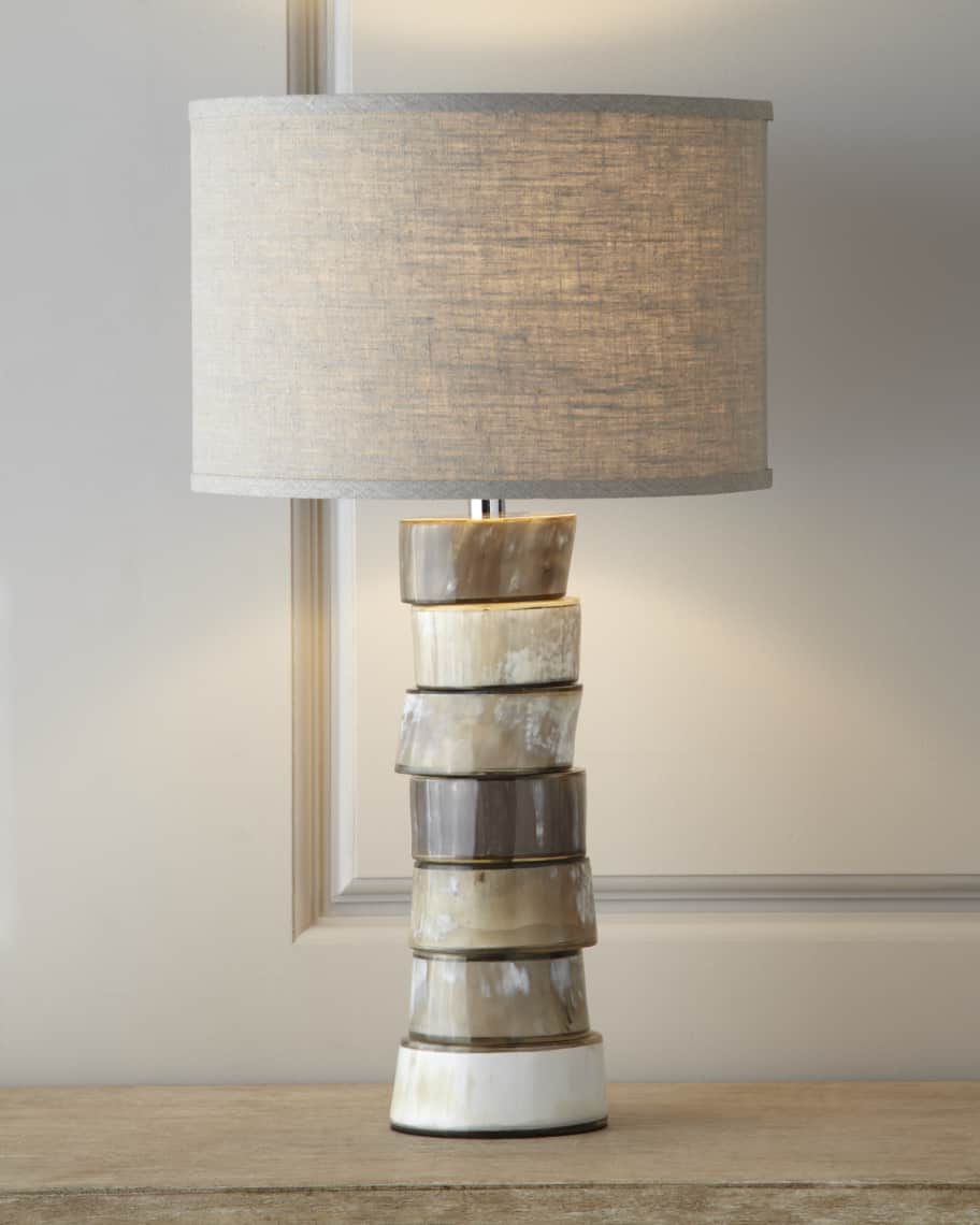 Image 1 of 2: Stacked Horn Table Lamp