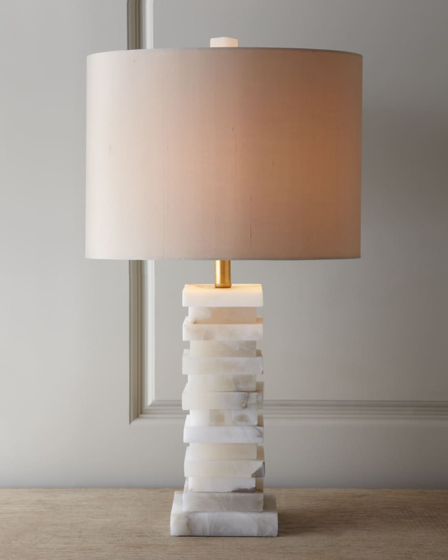 Image 1 of 6: Stacked Alabaster Lamp