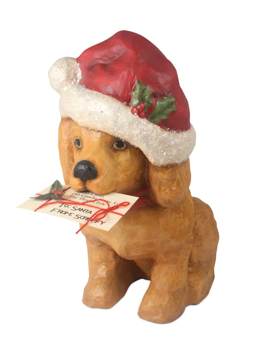Image 1 of 1: Santa Paws Puppy Statuette, Large
