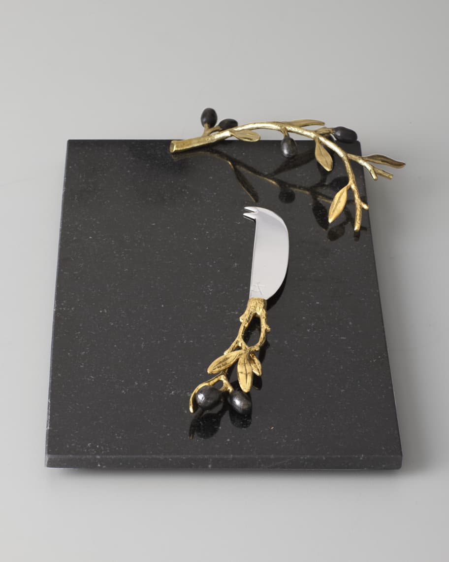 Image 1 of 1: Golden Olive Branch Cheese Board & Knife