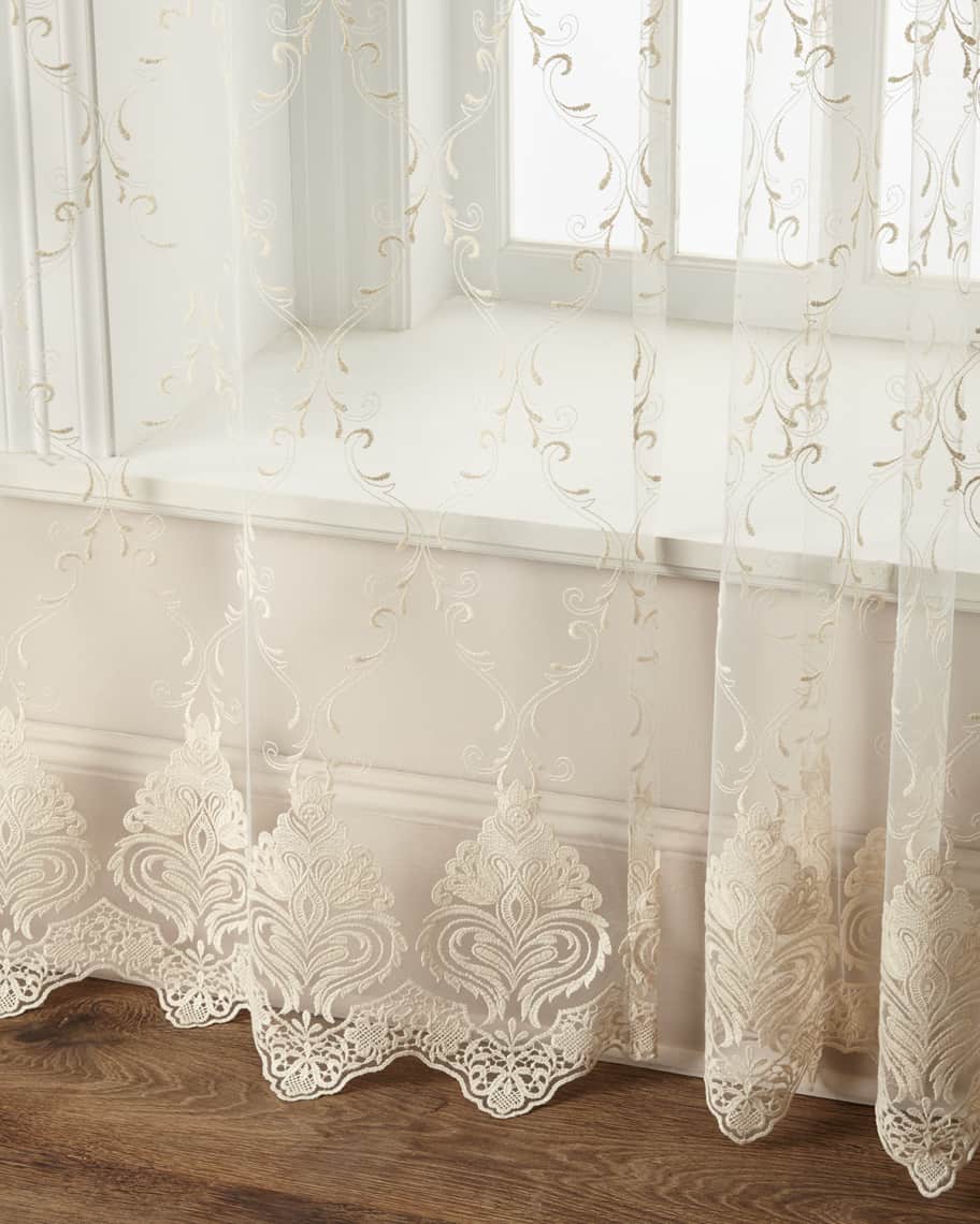 Image 1 of 2: 60"W x 108"L Cameo Lace Curtain