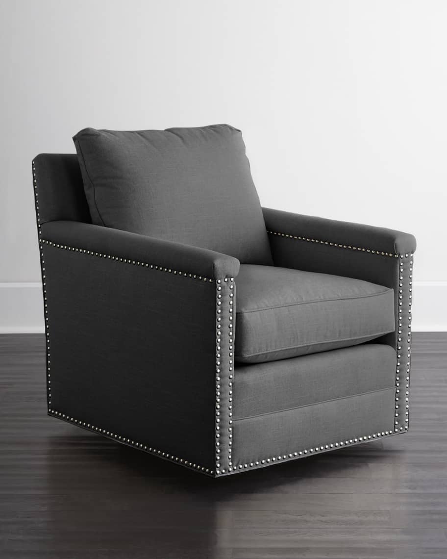 Image 1 of 1: Avis St. Clair Charcoal Tweed Swivel Chair