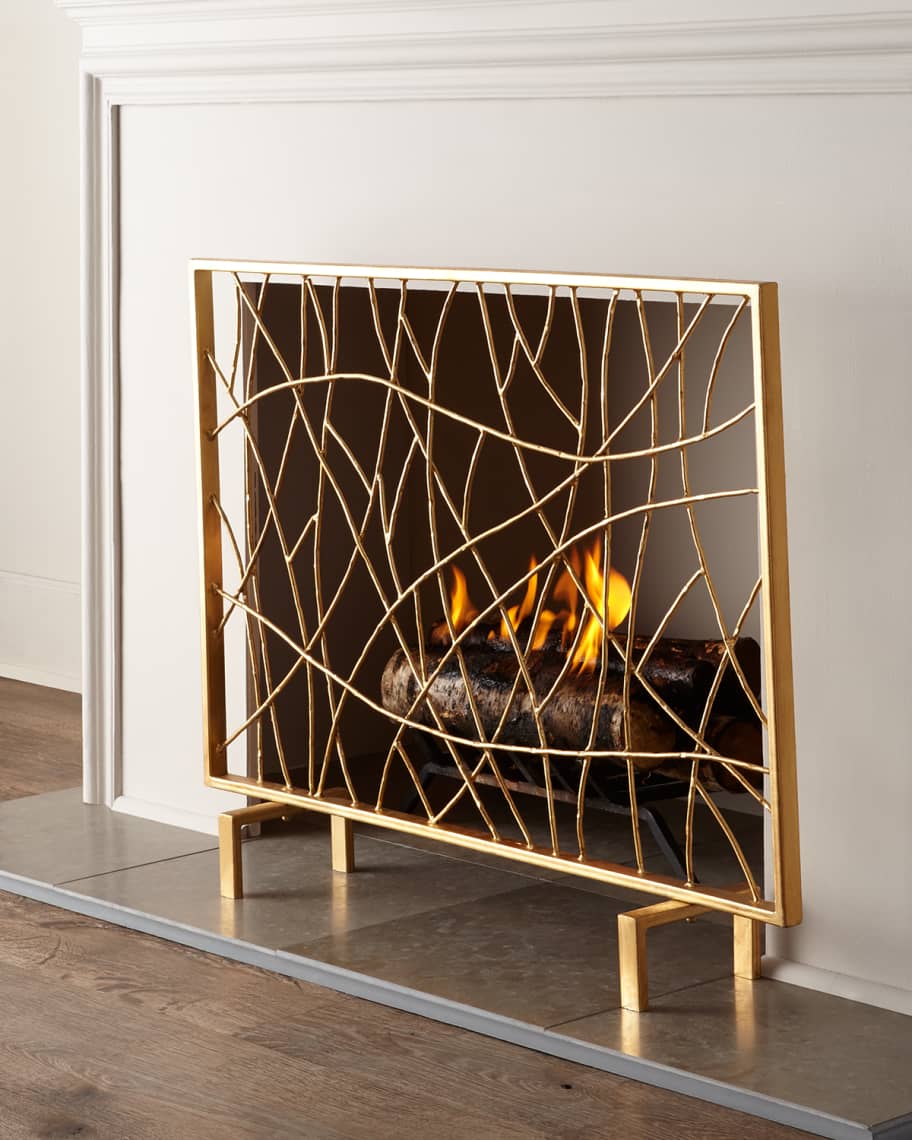 Image 1 of 1: Golden Twig Fireplace Screen