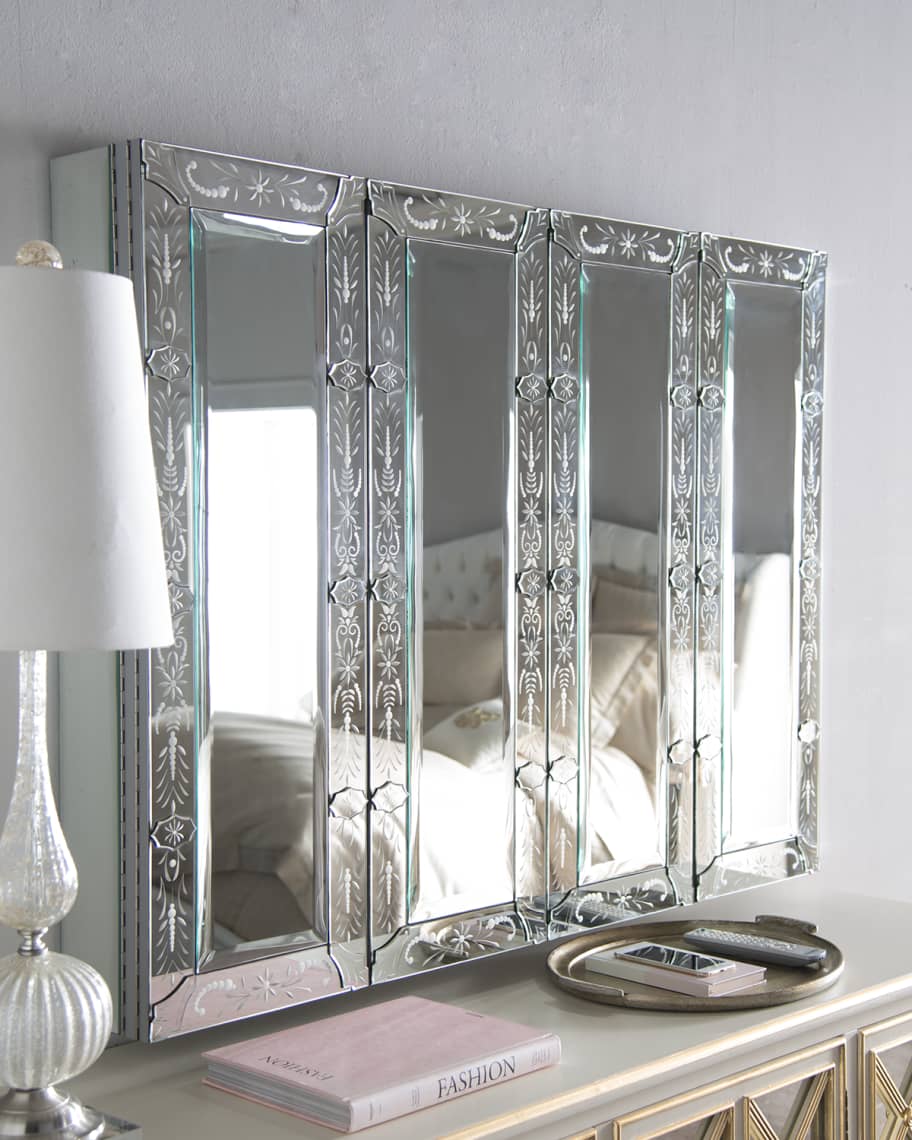 Image 2 of 3: Venetian-Style Mirrored Flat-Screen-TV Wall Cabinet
