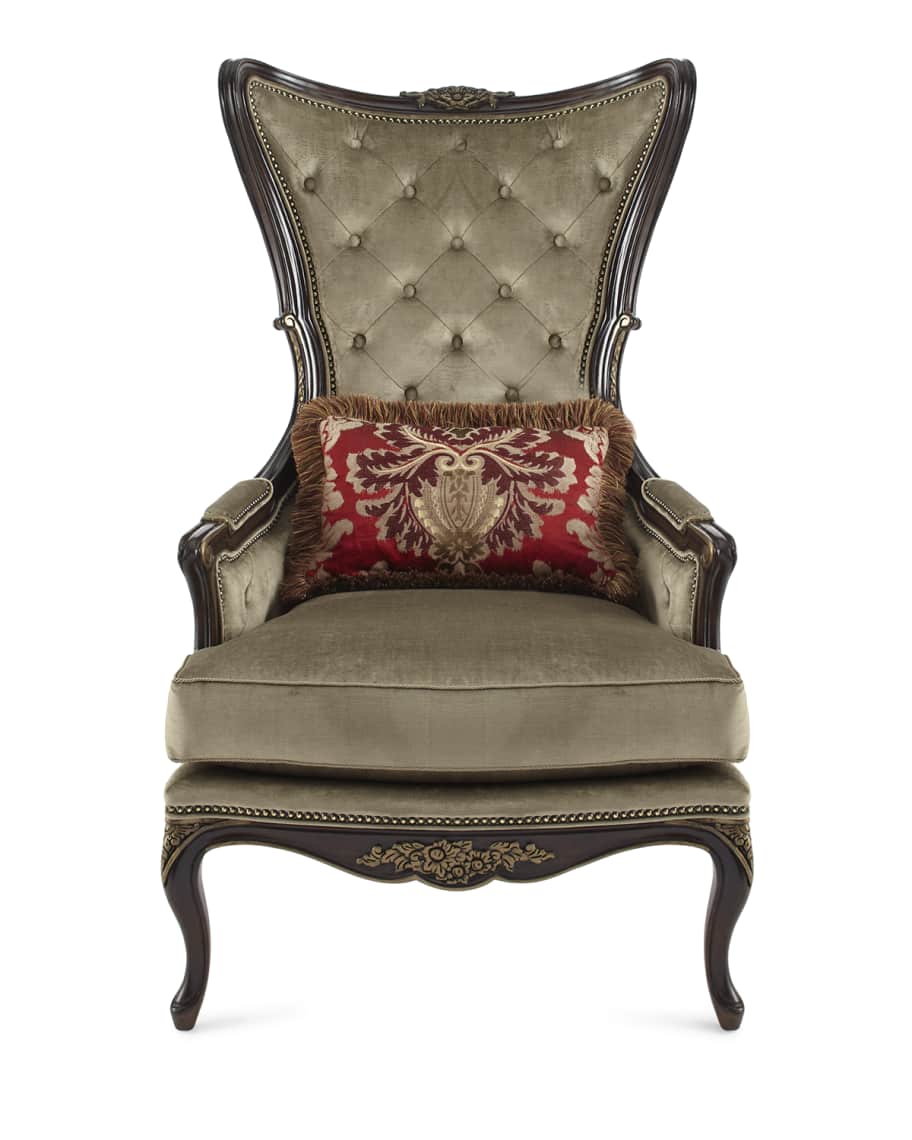 Image 2 of 4: Paley Damask Wing Chair