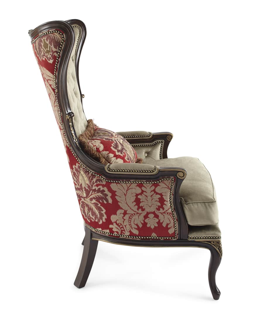 Image 3 of 4: Paley Damask Wing Chair