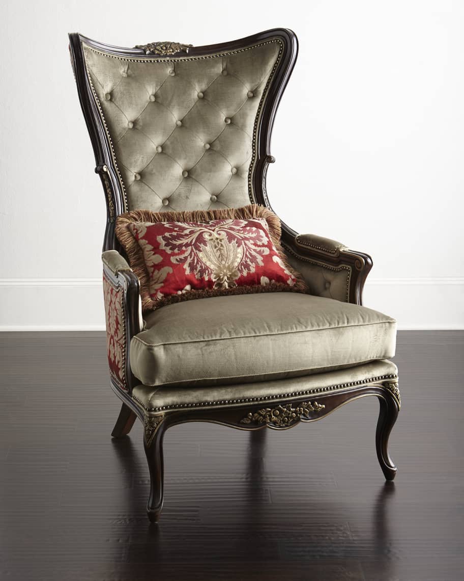 Image 1 of 4: Paley Damask Wing Chair