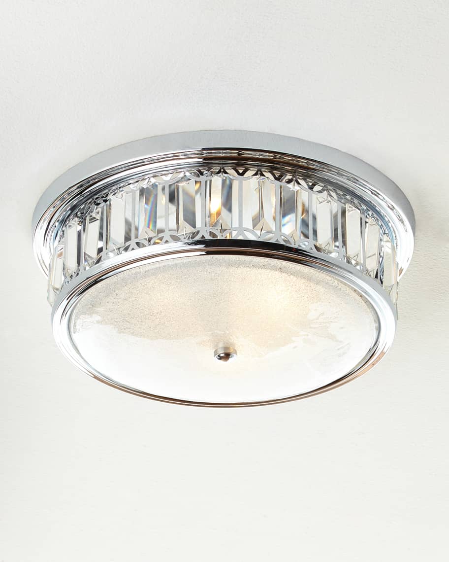 Image 1 of 1: Silvery 3-Light Flush-Mount Ceiling Fixture