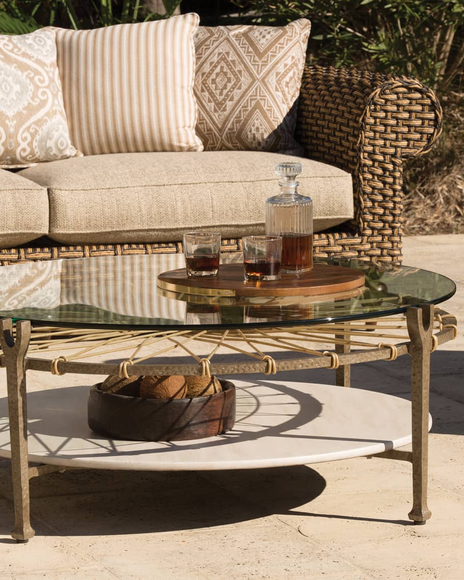 Image 1 of 1: Hemingway Outdoor Round Glass Coffee Table