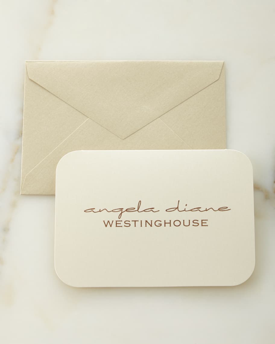 Image 1 of 1: Ecru Shimmer Personalized Folded Notes with Plain Envelopes