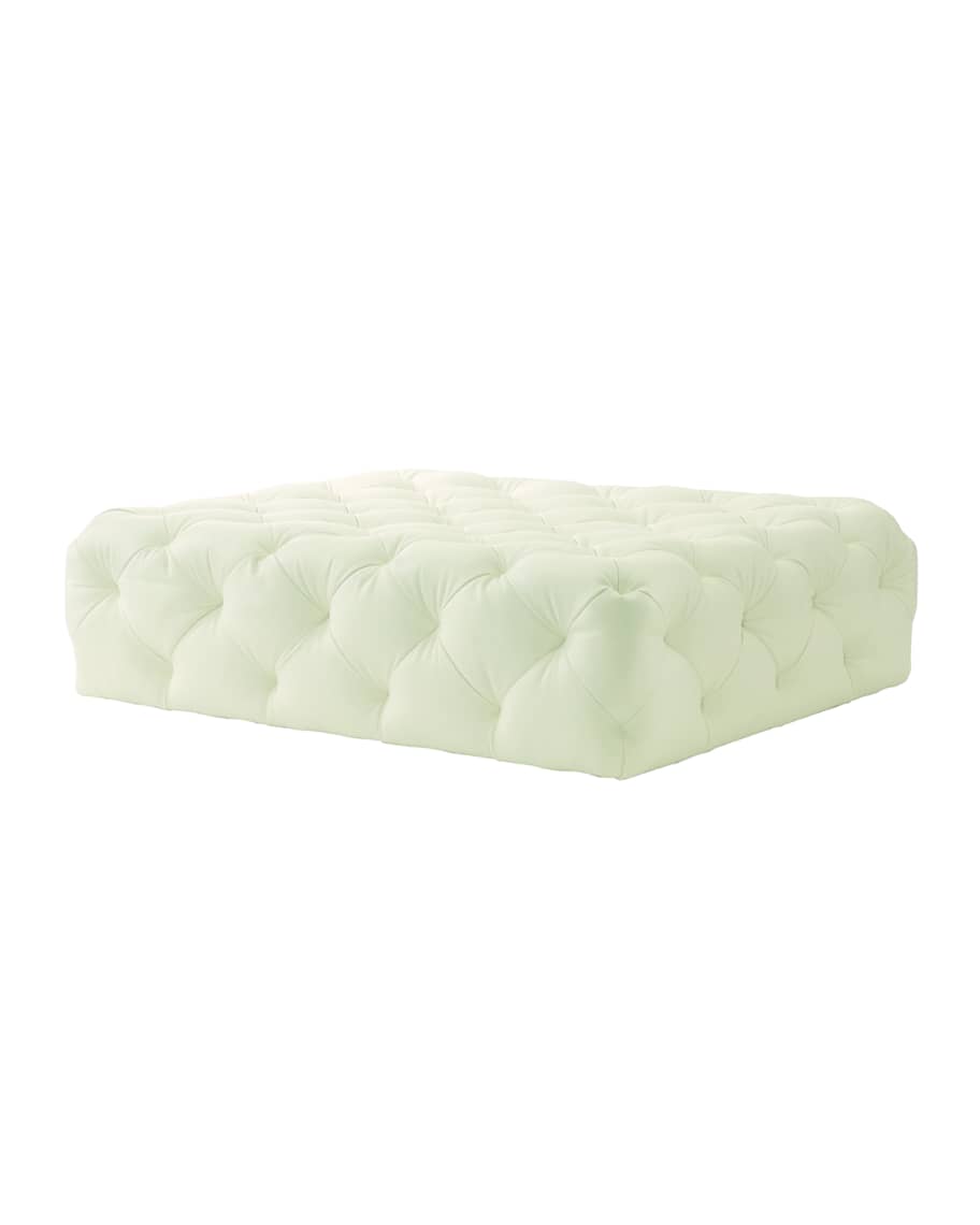 Image 2 of 2: Keasling Tufted-Leather Ottoman
