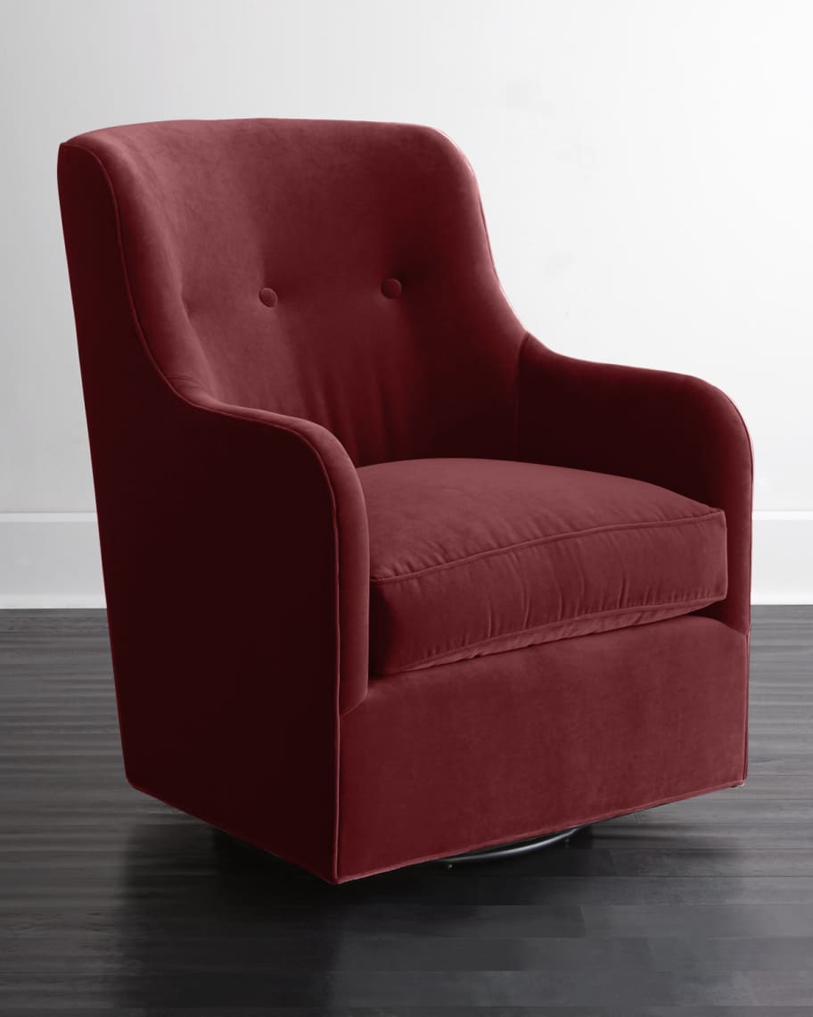 Image 1 of 3: Cali St. Clair Red Velvet Swivel Chair
