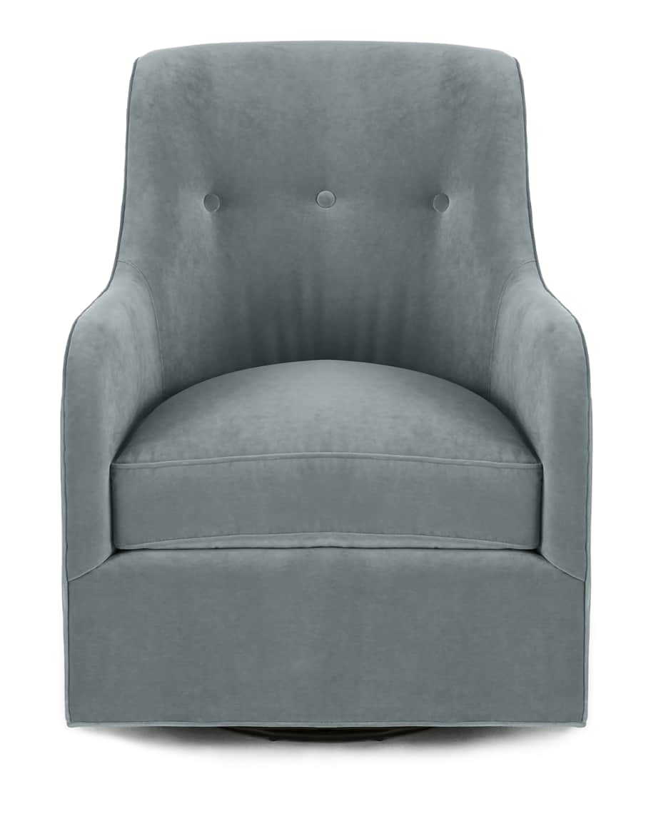 Image 2 of 3: Cali St. Clair Sky Blue Velvet Swivel Chair