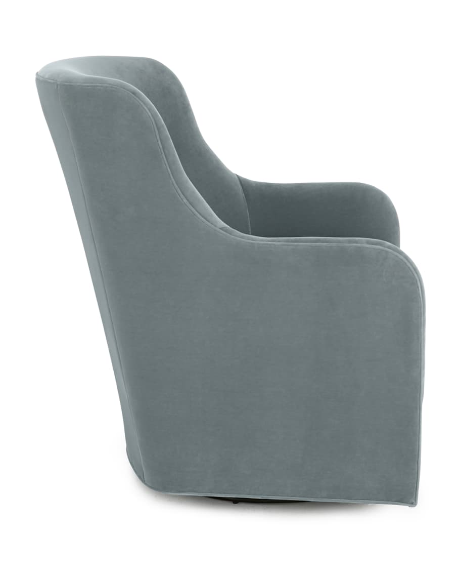 Image 3 of 3: Cali St. Clair Sky Blue Velvet Swivel Chair