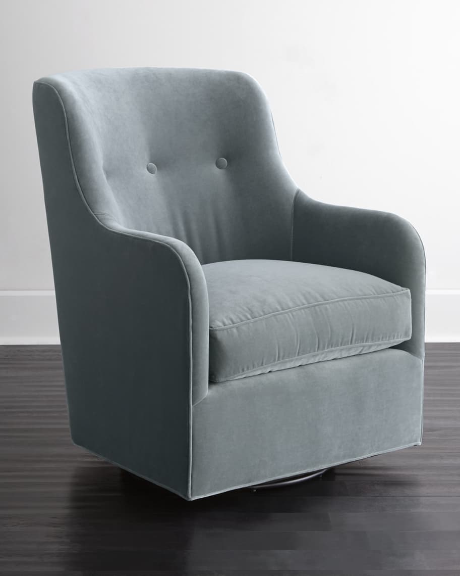 Image 1 of 3: Cali St. Clair Sky Blue Velvet Swivel Chair