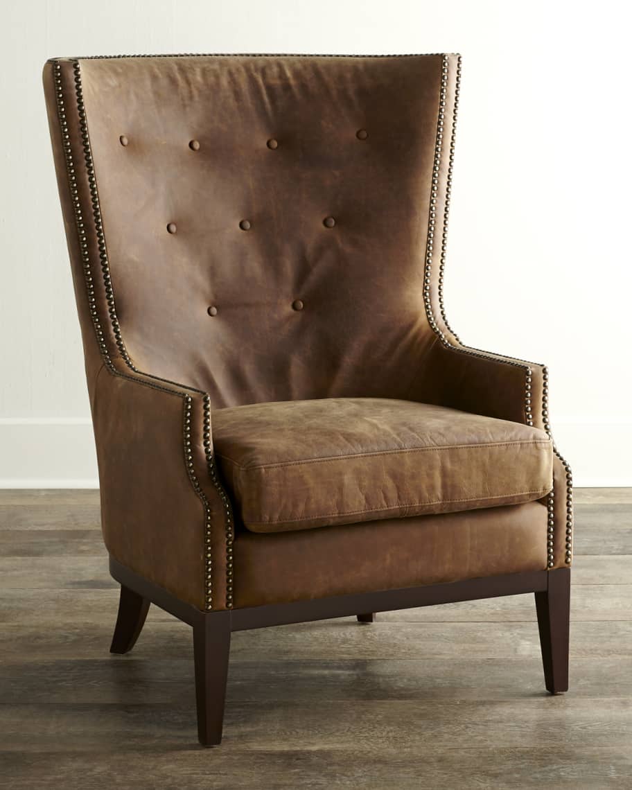 Image 1 of 3: Oak Leather Chair