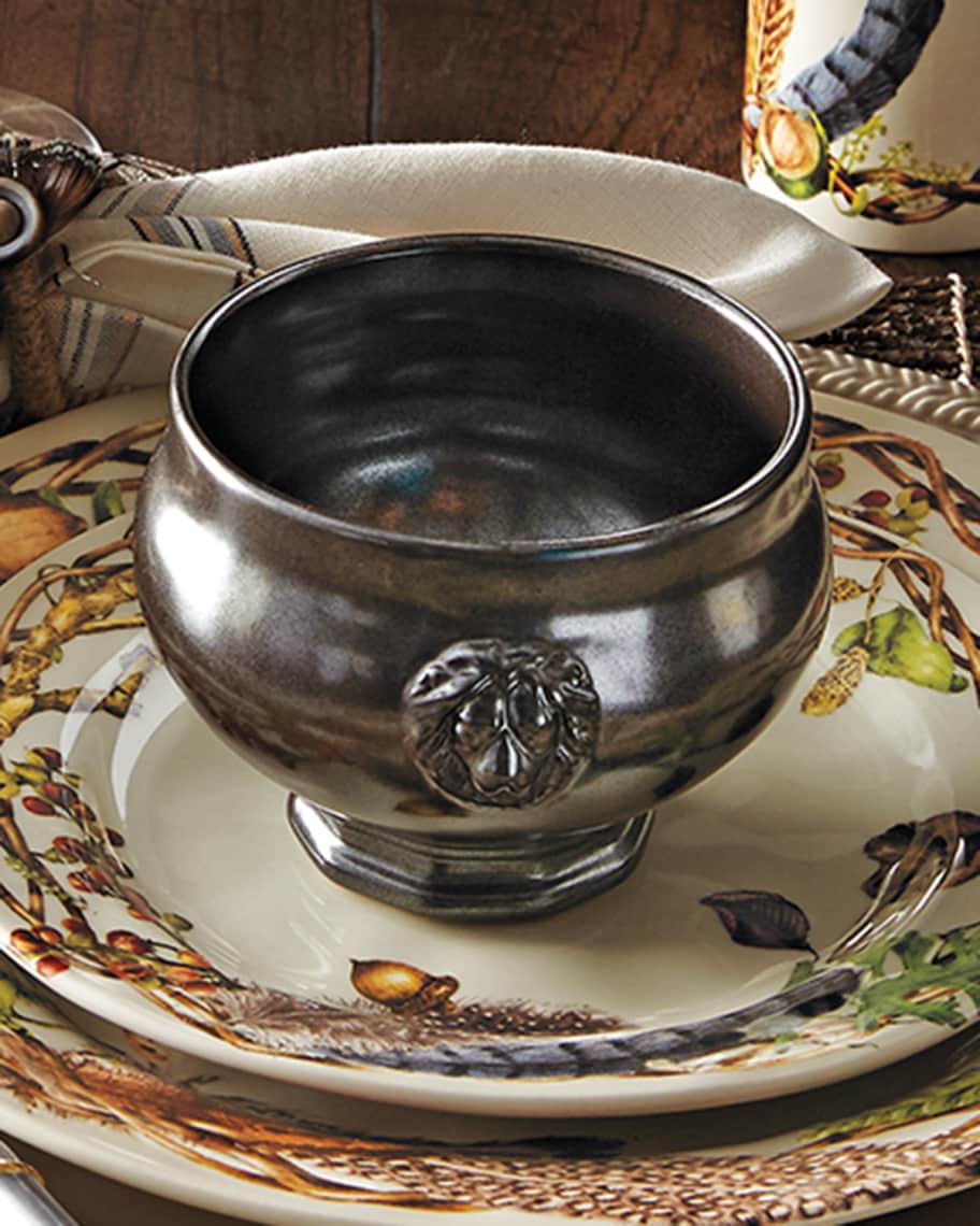 Image 2 of 3: Pewter Stoneware Footed Soup Bowl