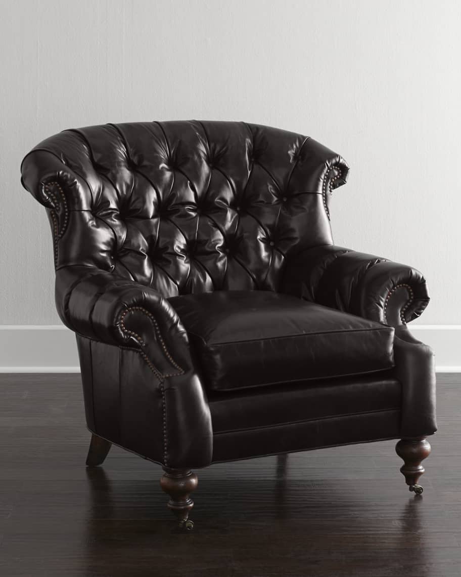 Image 2 of 4: Liberty Creek Collection Leather Bergere Chair
