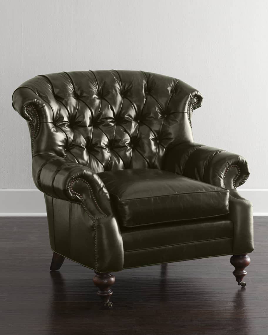 Image 3 of 4: Liberty Creek Collection Leather Bergere Chair