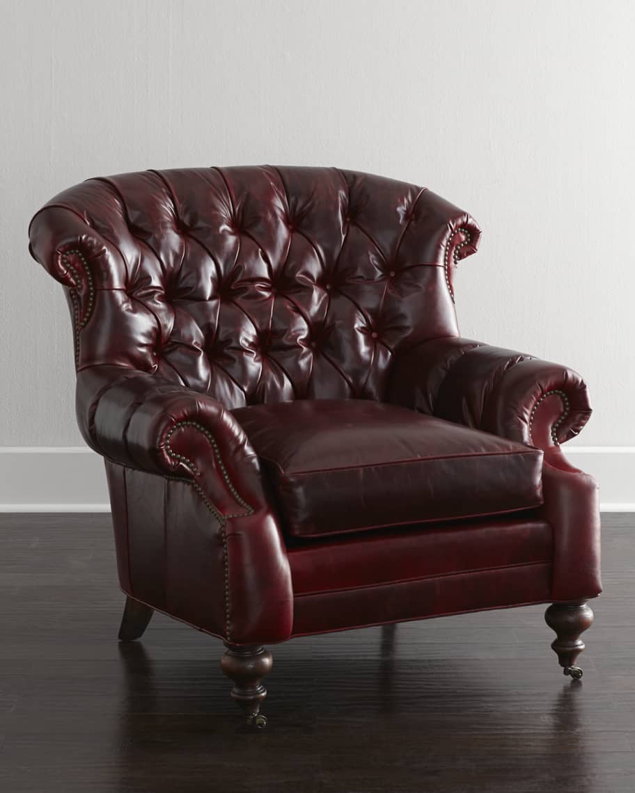 Image 1 of 4: Liberty Creek Collection Leather Bergere Chair