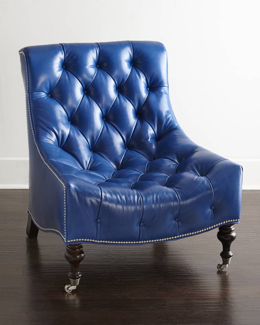 Image 1 of 4: Paulina Tufted-Leather Chair