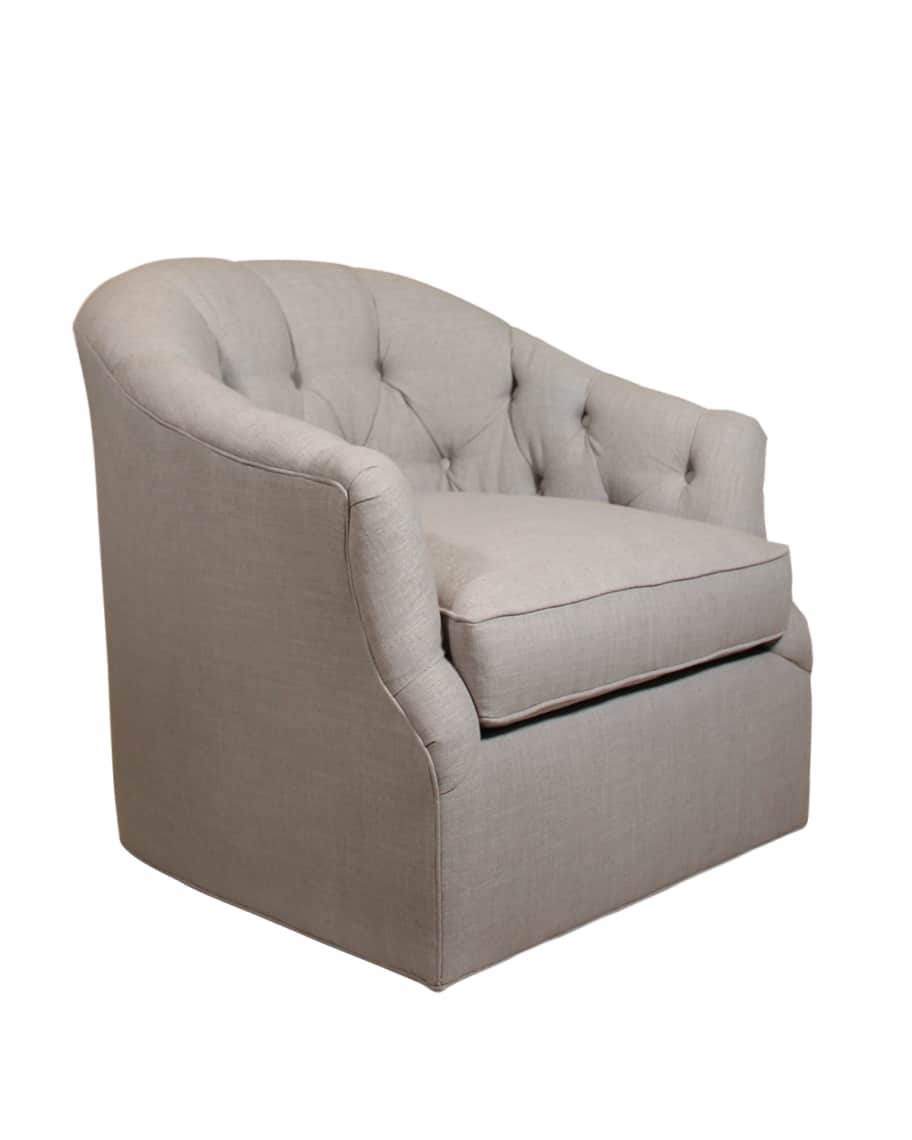Image 1 of 1: Rae St. Clair Light Gray Tweed Swivel Chair
