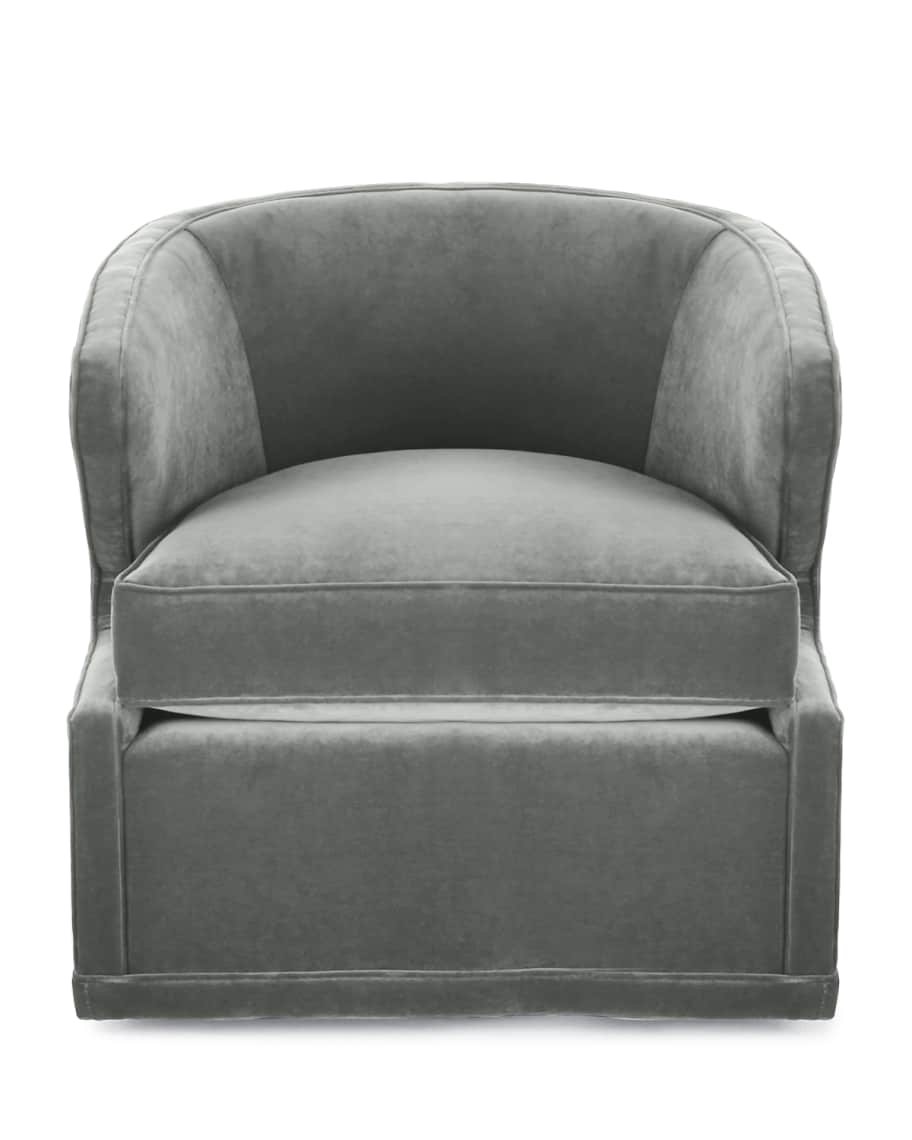 Image 2 of 3: Dyna St. Clair Aqua Velvet Swivel Chair