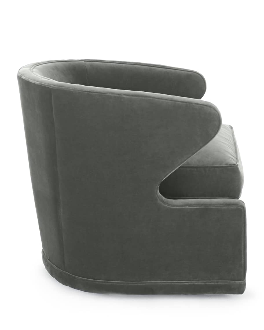 Image 3 of 3: Dyna St. Clair Aqua Velvet Swivel Chair