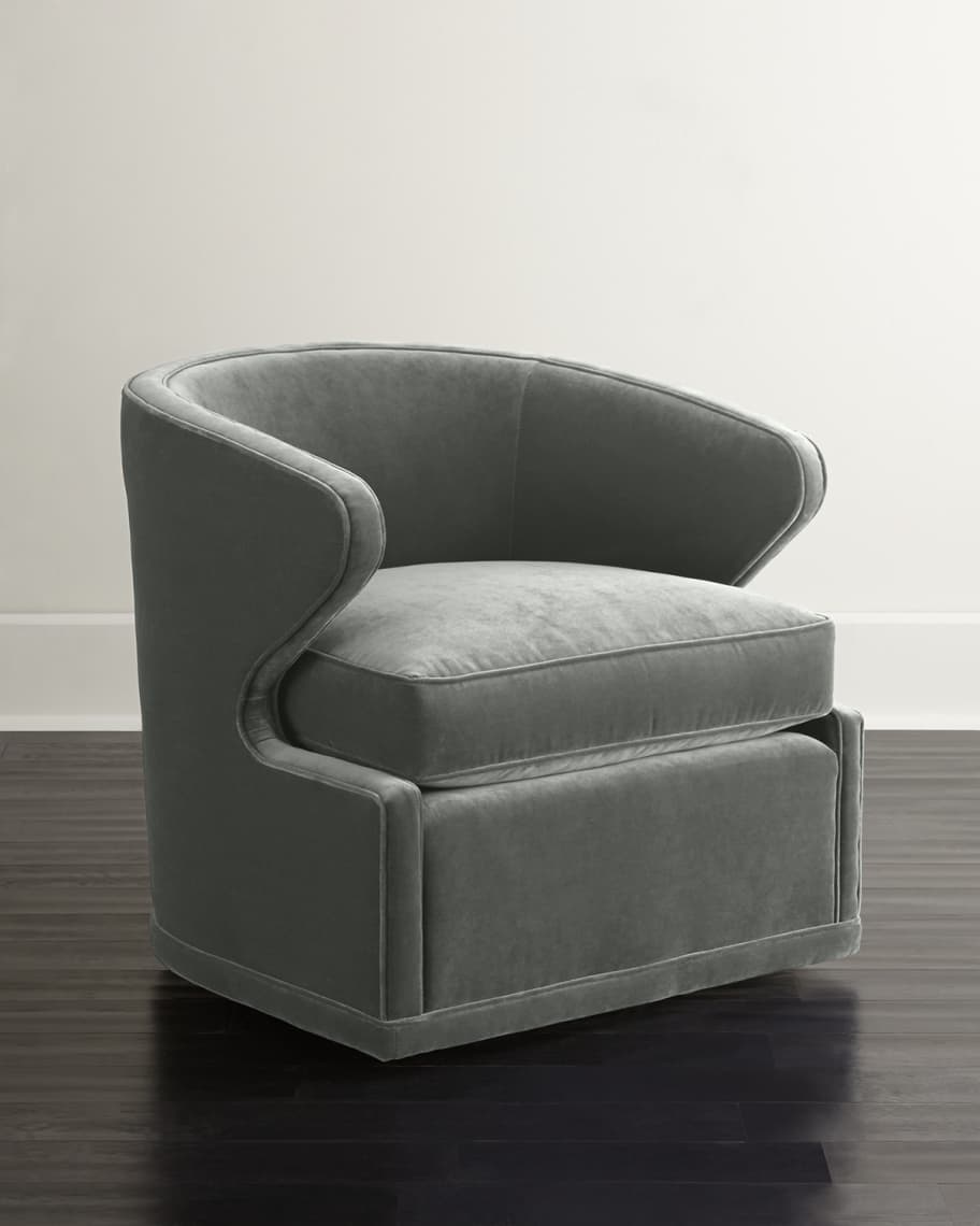 Image 1 of 3: Dyna St. Clair Aqua Velvet Swivel Chair