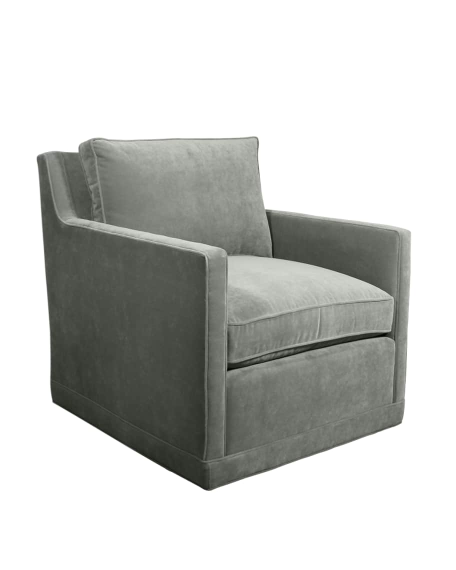 Image 1 of 1: Nina St. Clair Aqua Velvet Swivel Chair