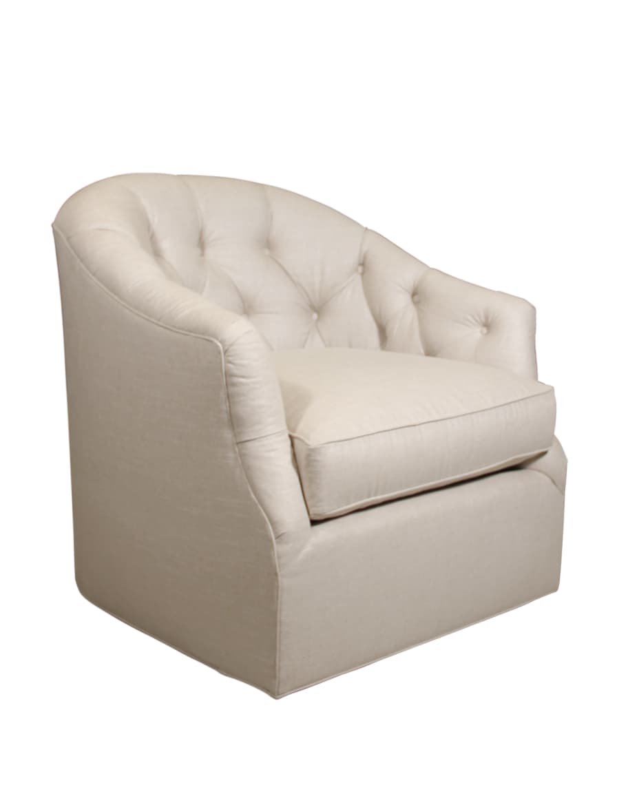 Image 1 of 1: Rae St. Clair Linen-Texture Swivel Chair