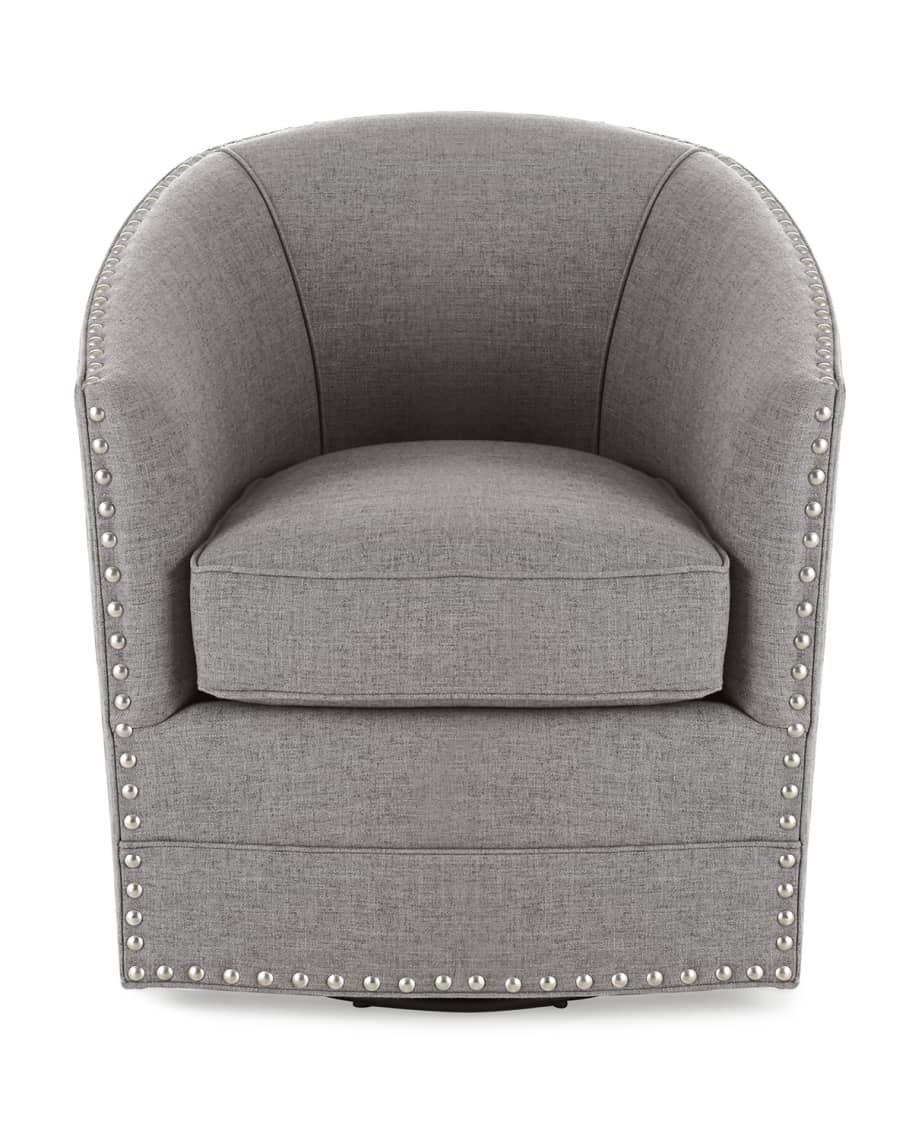 Image 2 of 3: Bryn St. Clair Light Gray Tweed Swivel Chair