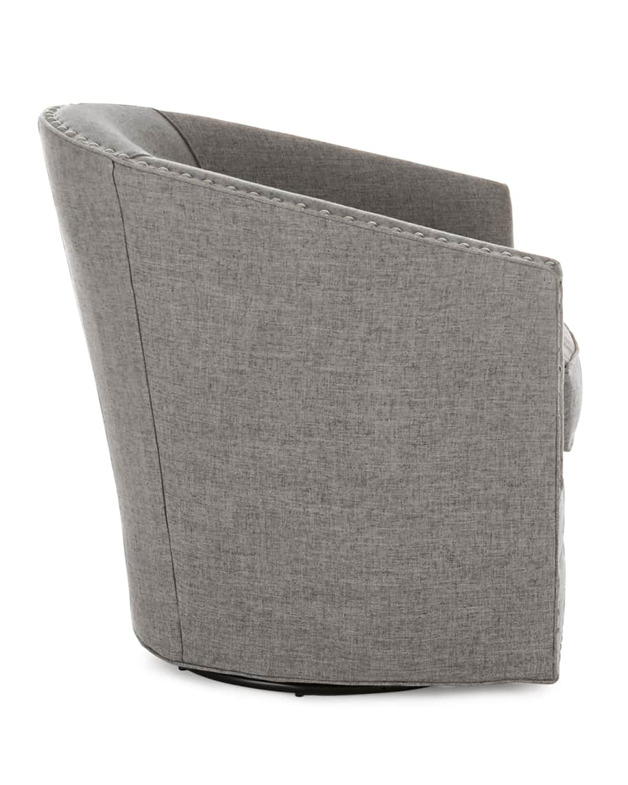 Image 3 of 3: Bryn St. Clair Light Gray Tweed Swivel Chair
