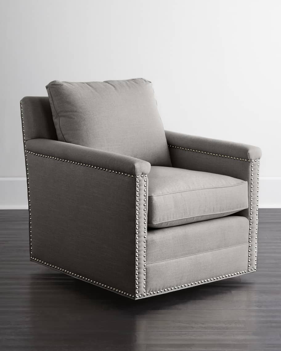 Image 1 of 1: Avis St. Clair Light Gray Tweed Swivel Chair