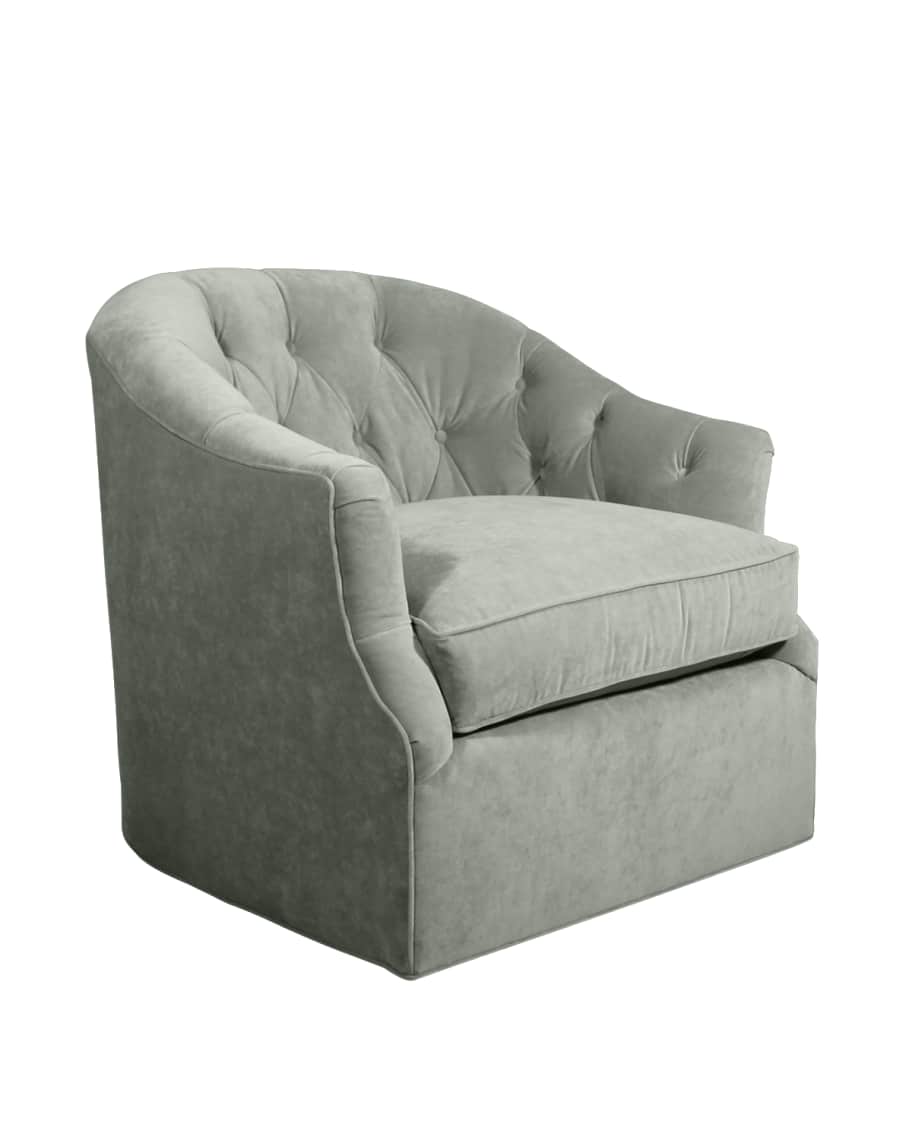 Image 1 of 1: Rae St. Clair Aqua Velvet Swivel Chair