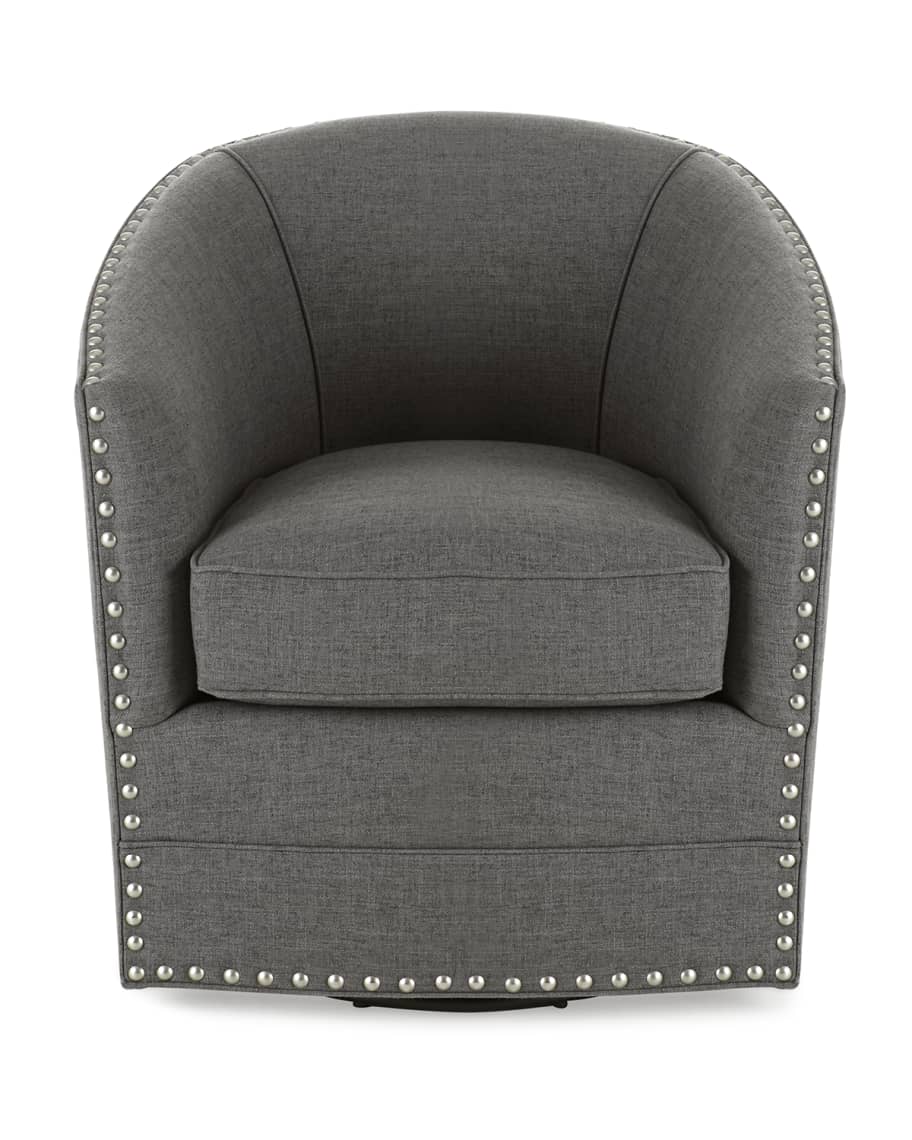 Image 2 of 4: Bryn St. Clair Charcoal Tweed Swivel Chair
