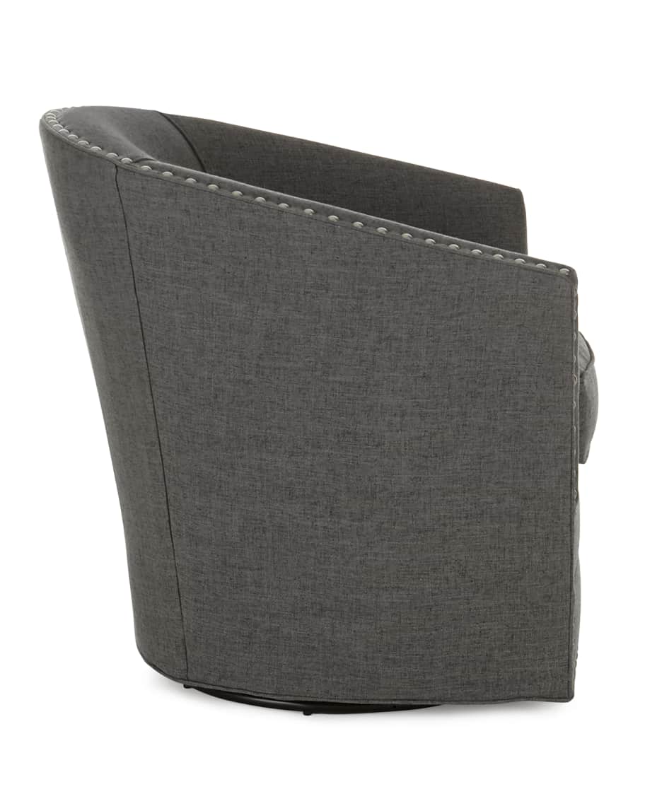 Image 3 of 4: Bryn St. Clair Charcoal Tweed Swivel Chair